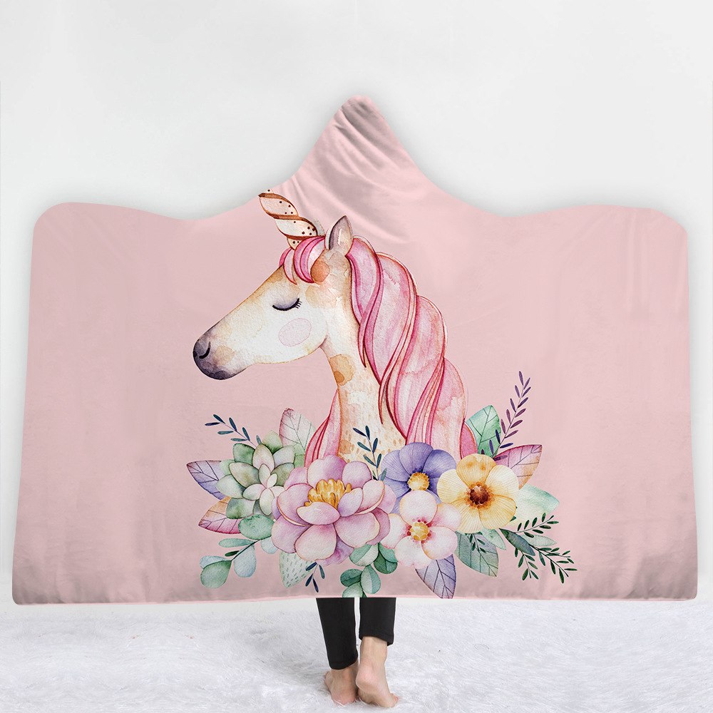 Hooded Blanket Unicorn-Themed Warmer